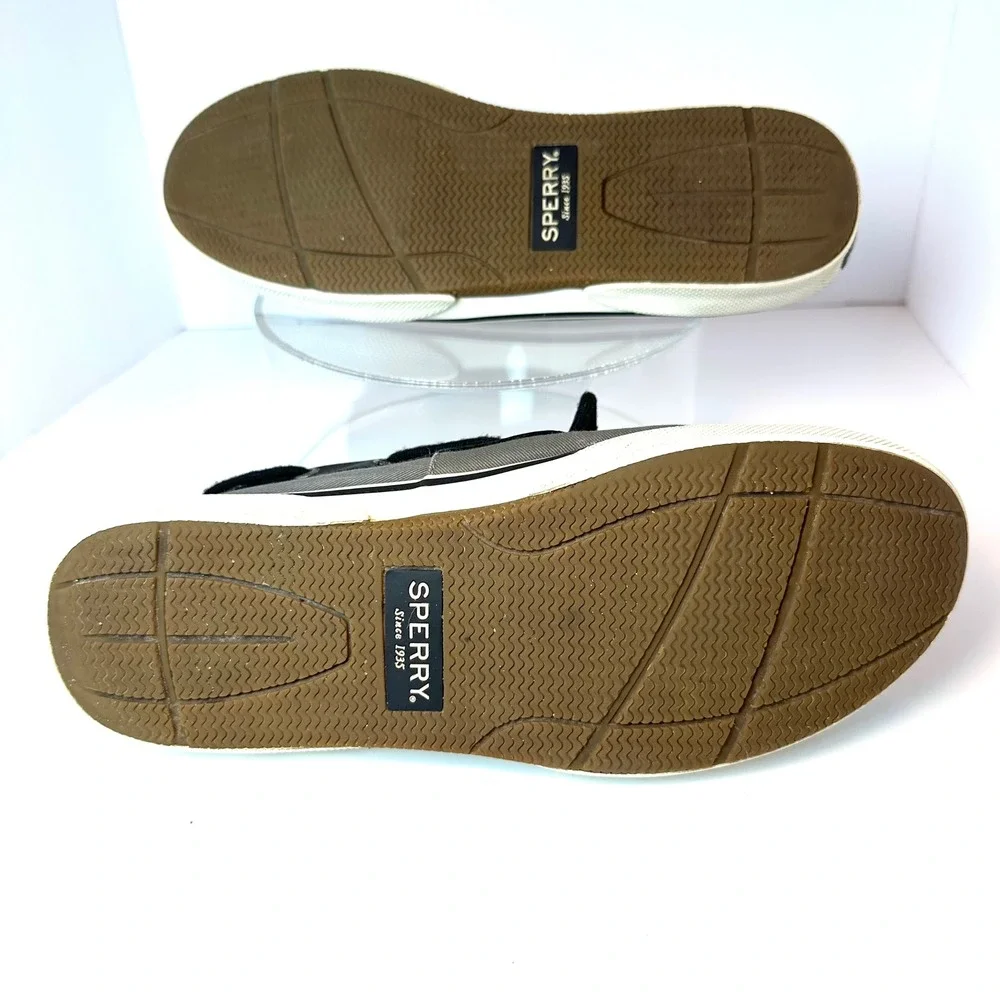 Sperry Top-Sider Mens Grey Black Canvas Leather Boat Shoes‎ STS22946 Size 9